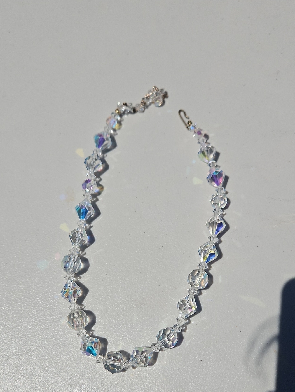 Crystal Aurora Borealis Beaded Necklace - Clear